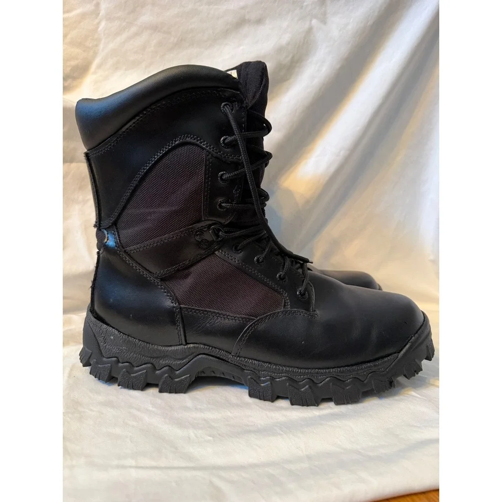 Rocky Alpha Force 8 Inch Waterproof Side Zip Duty Boots Black FQ0002173 Mens 13M